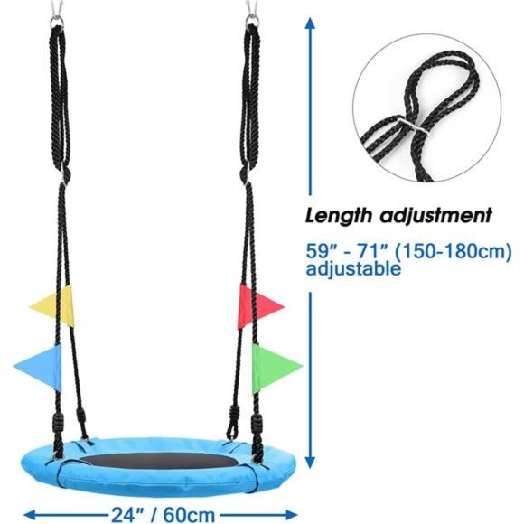 24 inch Kids Tree Swing, Outdoor Small Saucer Swing - 900D Oxford Platform Swing - Picture 6 of 6